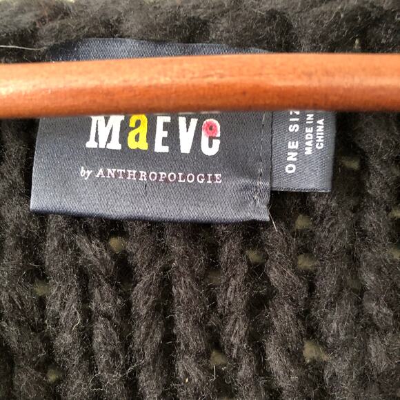 Anthropologie Maeve Bauble Sweater Vest Chunky Knit Black One Size - Picture 7 of 8